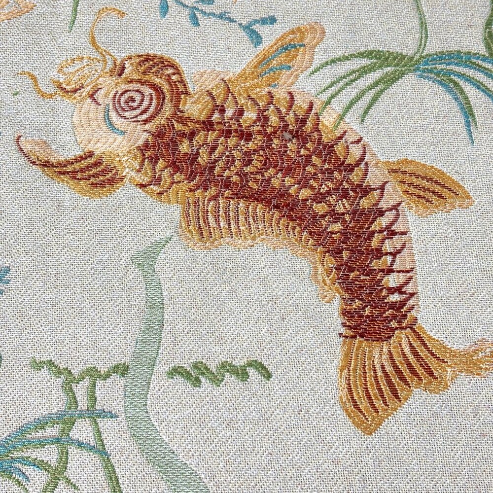 Koi Japanese inspired Jacquard woven Upholstery Fabric Remnant 40" x 52" NWOT - Picture 8 of 15